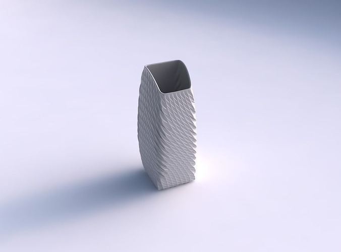 Vase arc rectangle with twisted diagonal grid dents