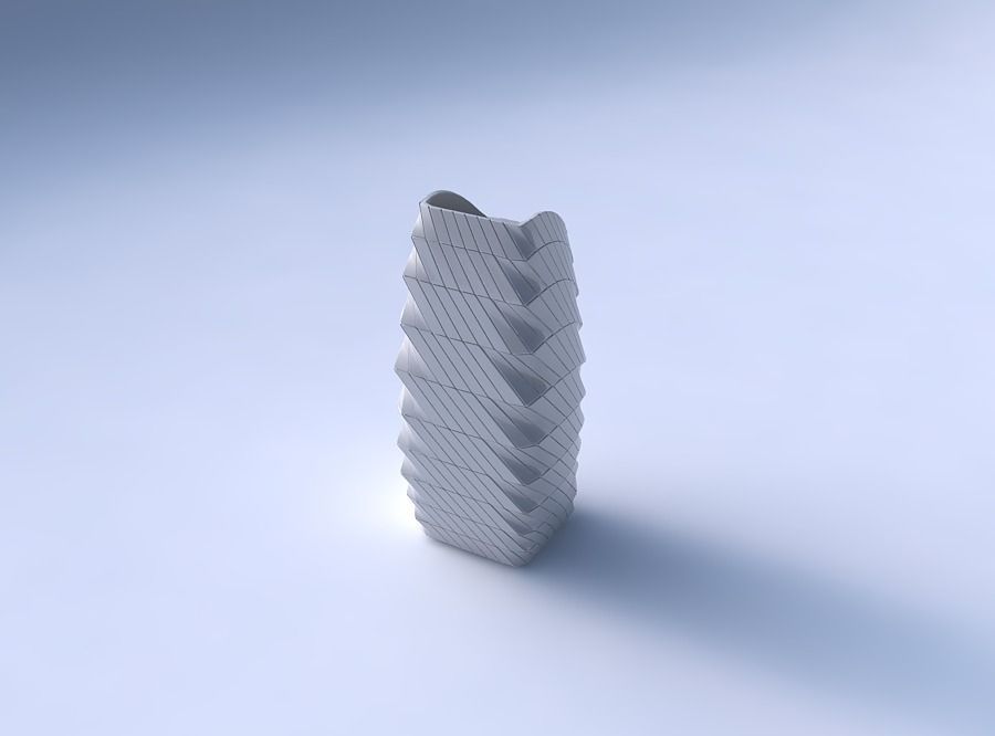 Vase arc rectangle with twisted grid plates 3D print model_3