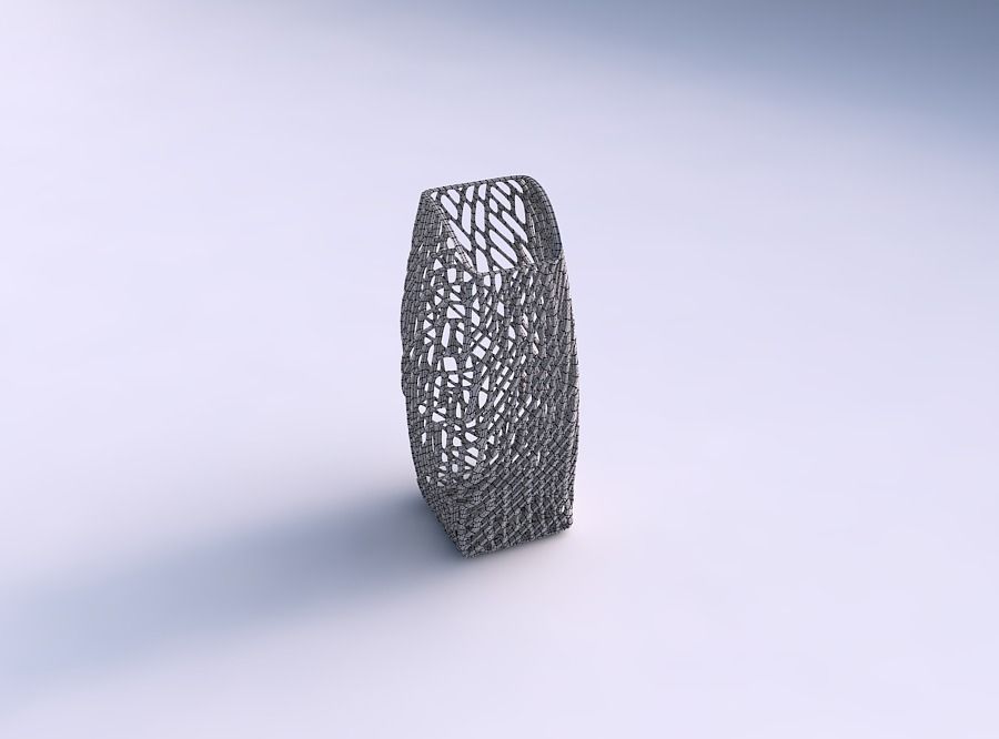 Vase arc rectangle with twisted lattice tiles 3D print model_5
