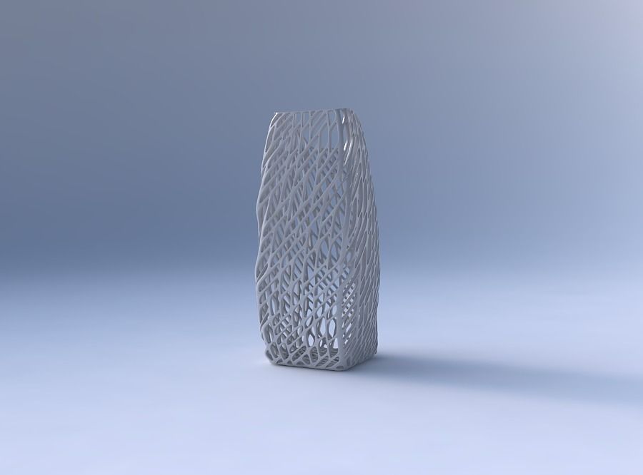 Vase arc rectangle with twisted lattice tiles 3D print model_4
