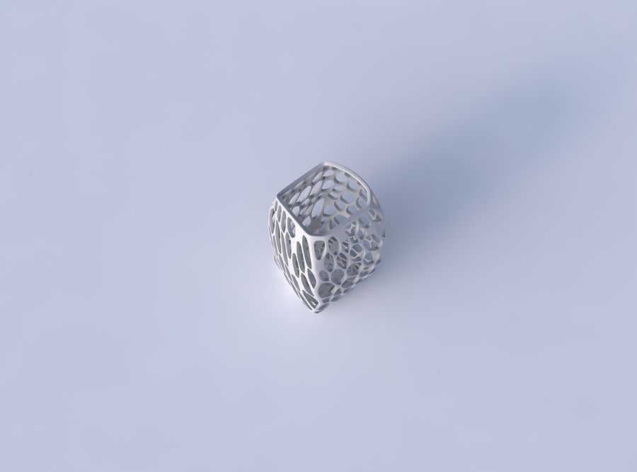 Vase arc rectangle with twisted organic lattice 3D print model_2