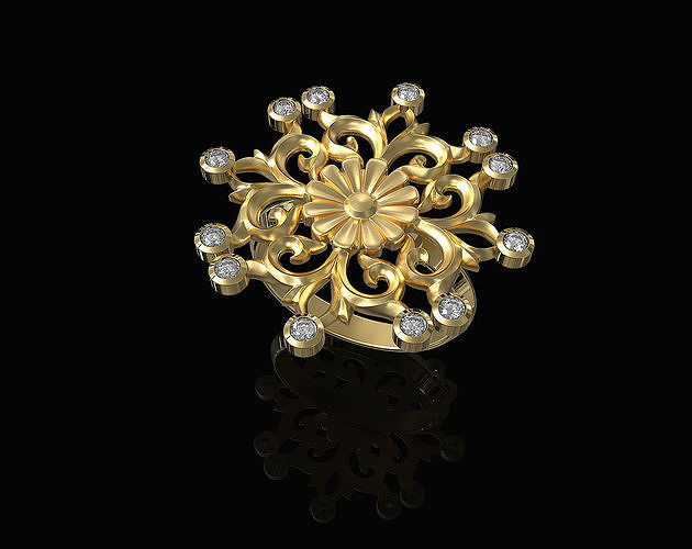 Gothic floral ring 3D print model
