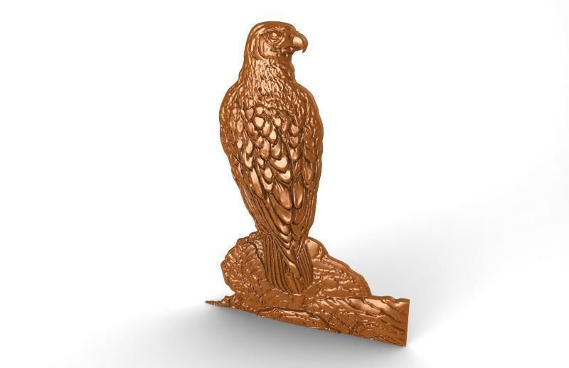 Falcon bas-relief CNC 3D print model_4