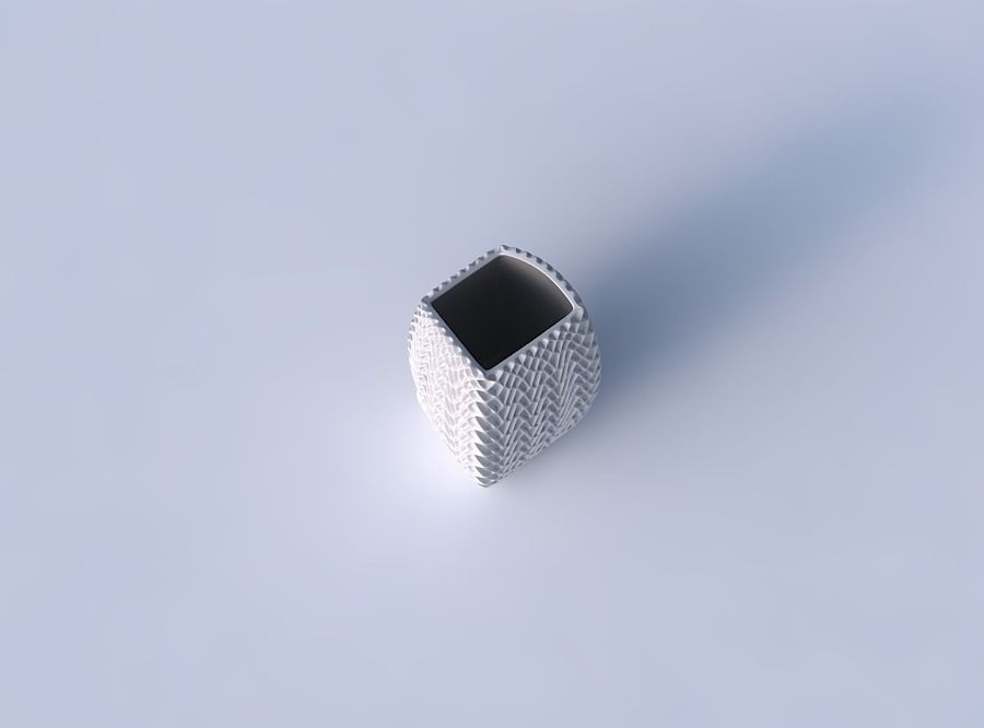 Vase arc rectangle with wavy grid piramides 3D print model_2
