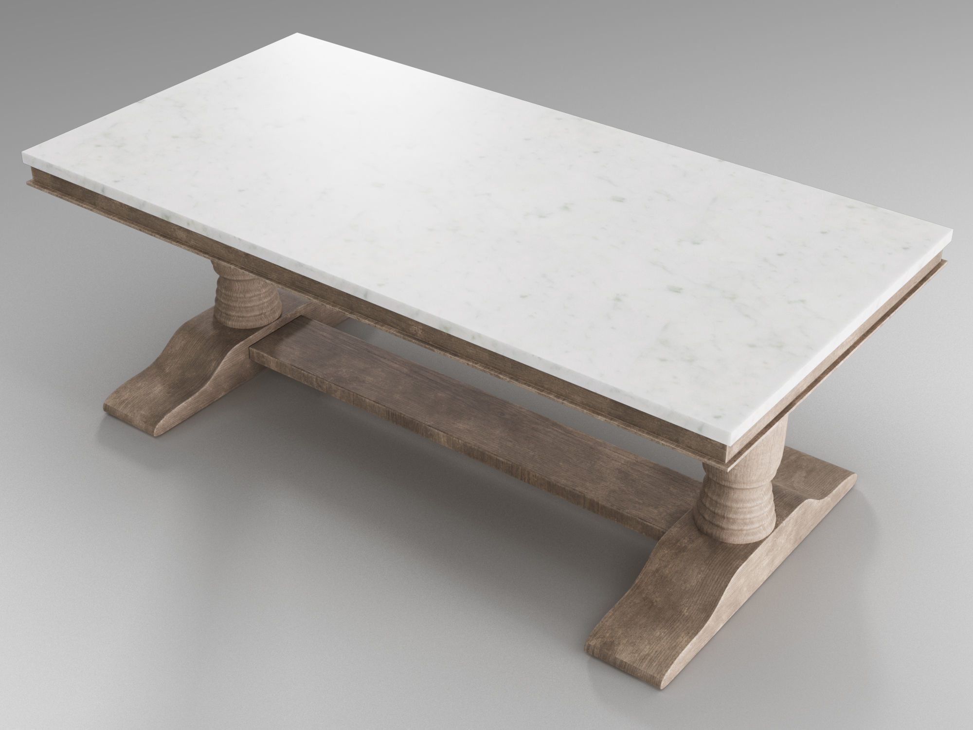 Pottery Barn - Alexandra 48inch Rectangular Marble Coffee Table 3D model_1