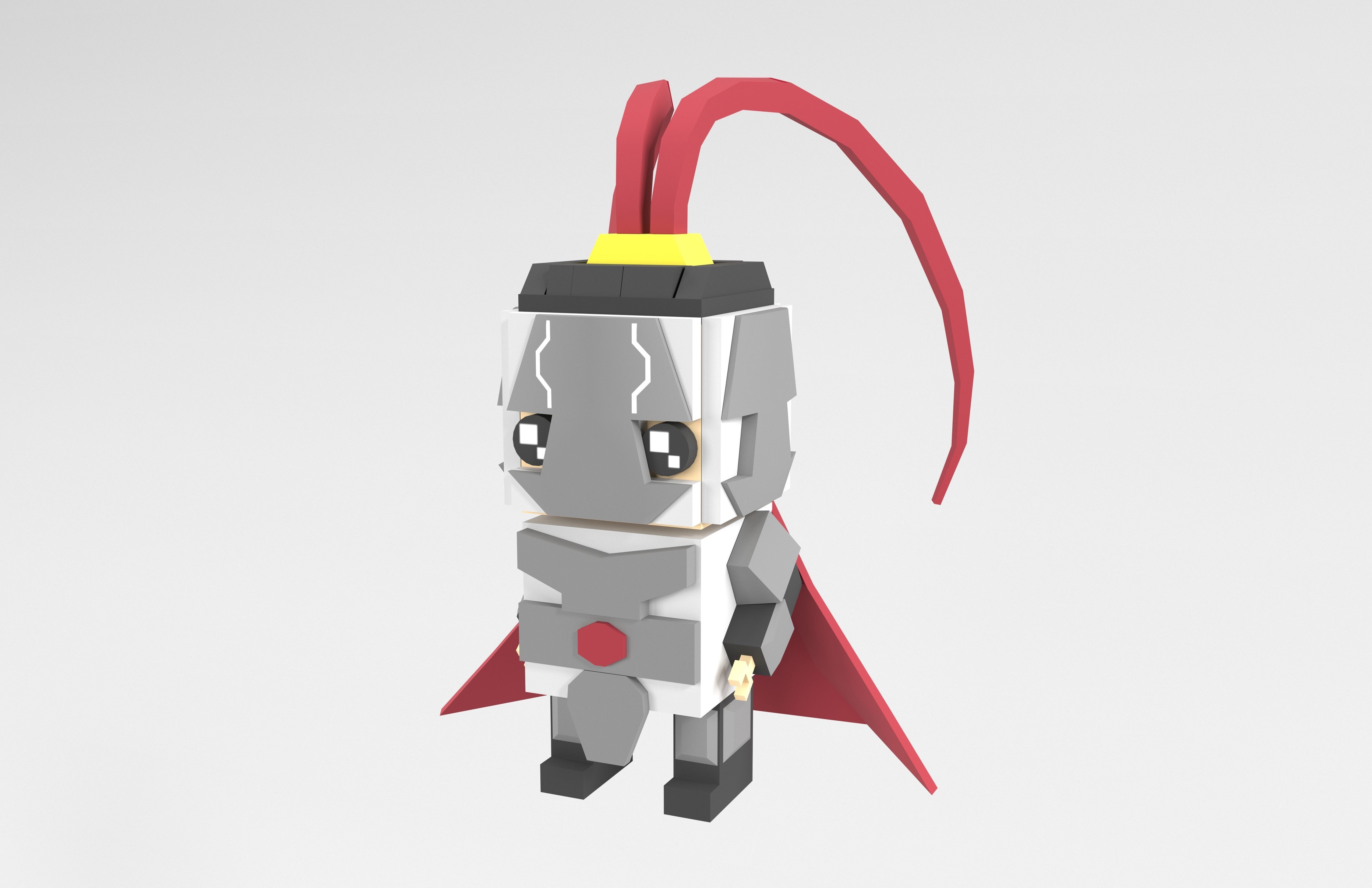 Brick HeadZ 0015 Lu Bu Low-poly 3D model_2