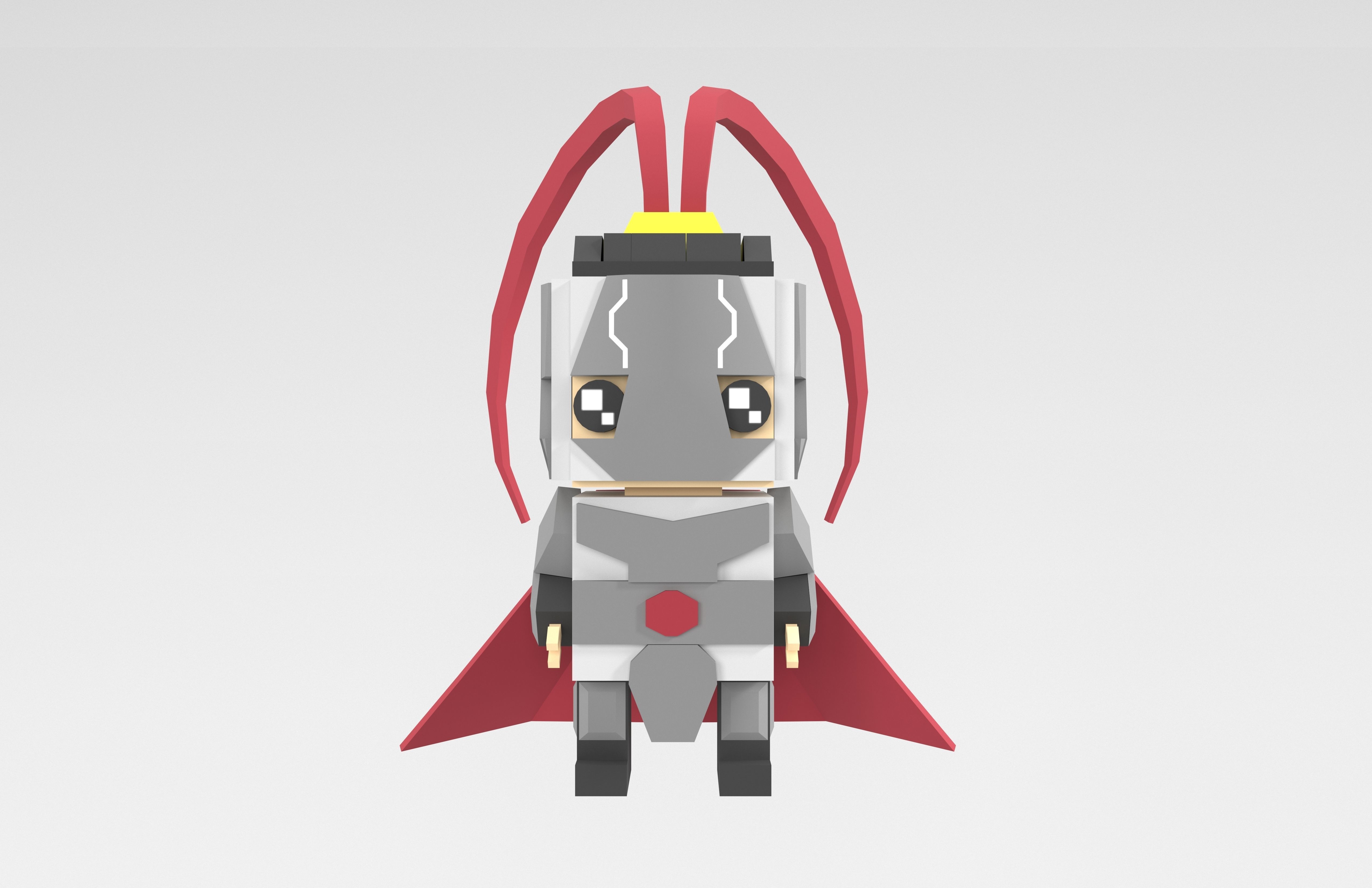 Brick HeadZ 0015 Lu Bu Low-poly 3D model_1