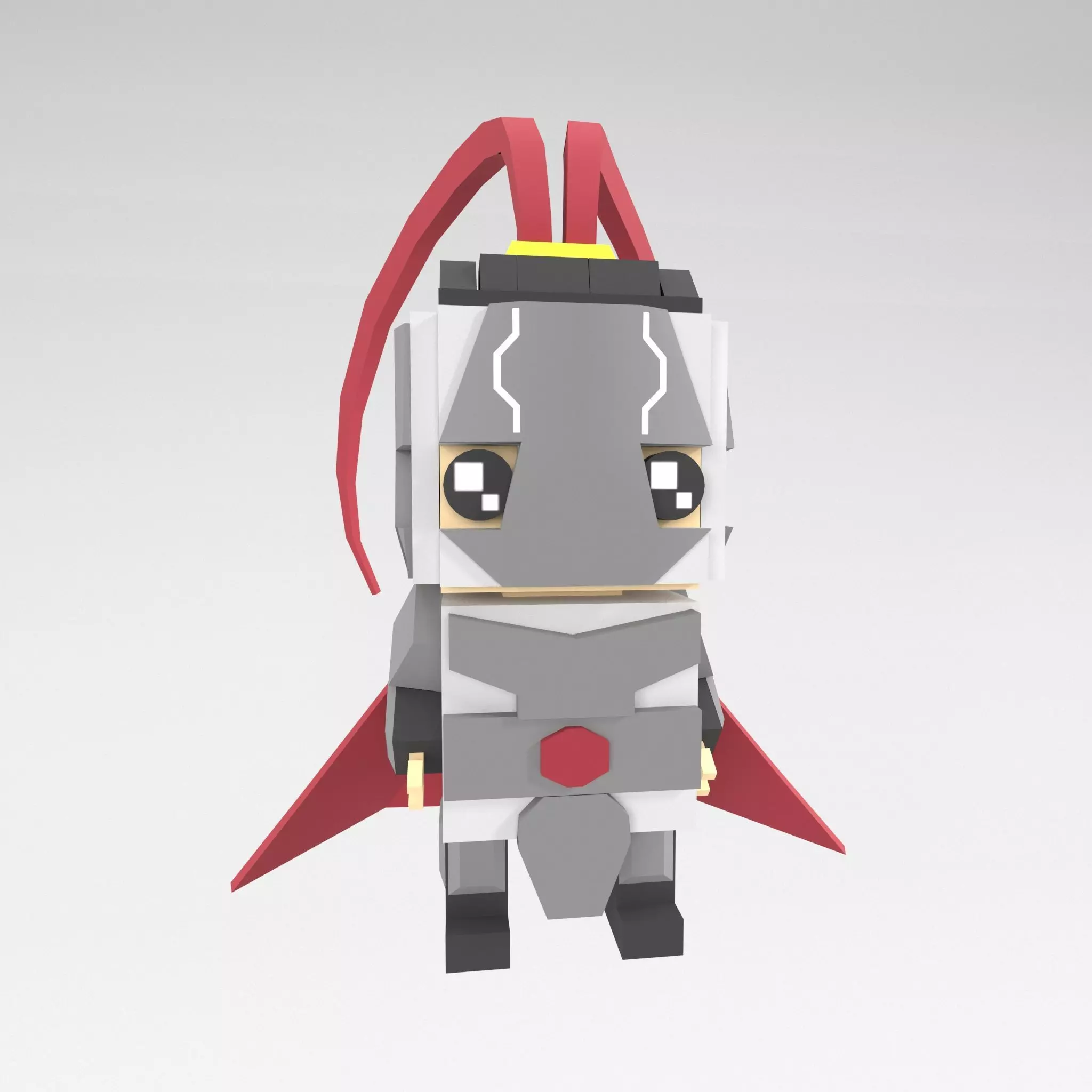 Brick HeadZ 0015 Lu Bu Low-poly 3D model_0