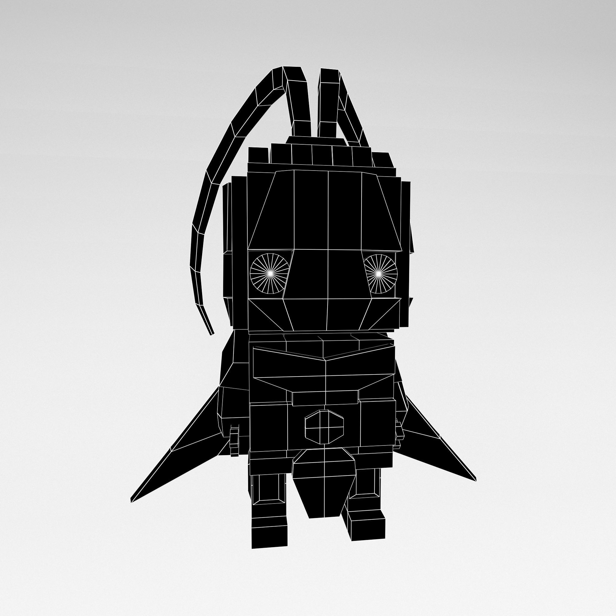 Brick HeadZ 0015 Lu Bu Low-poly 3D model_4