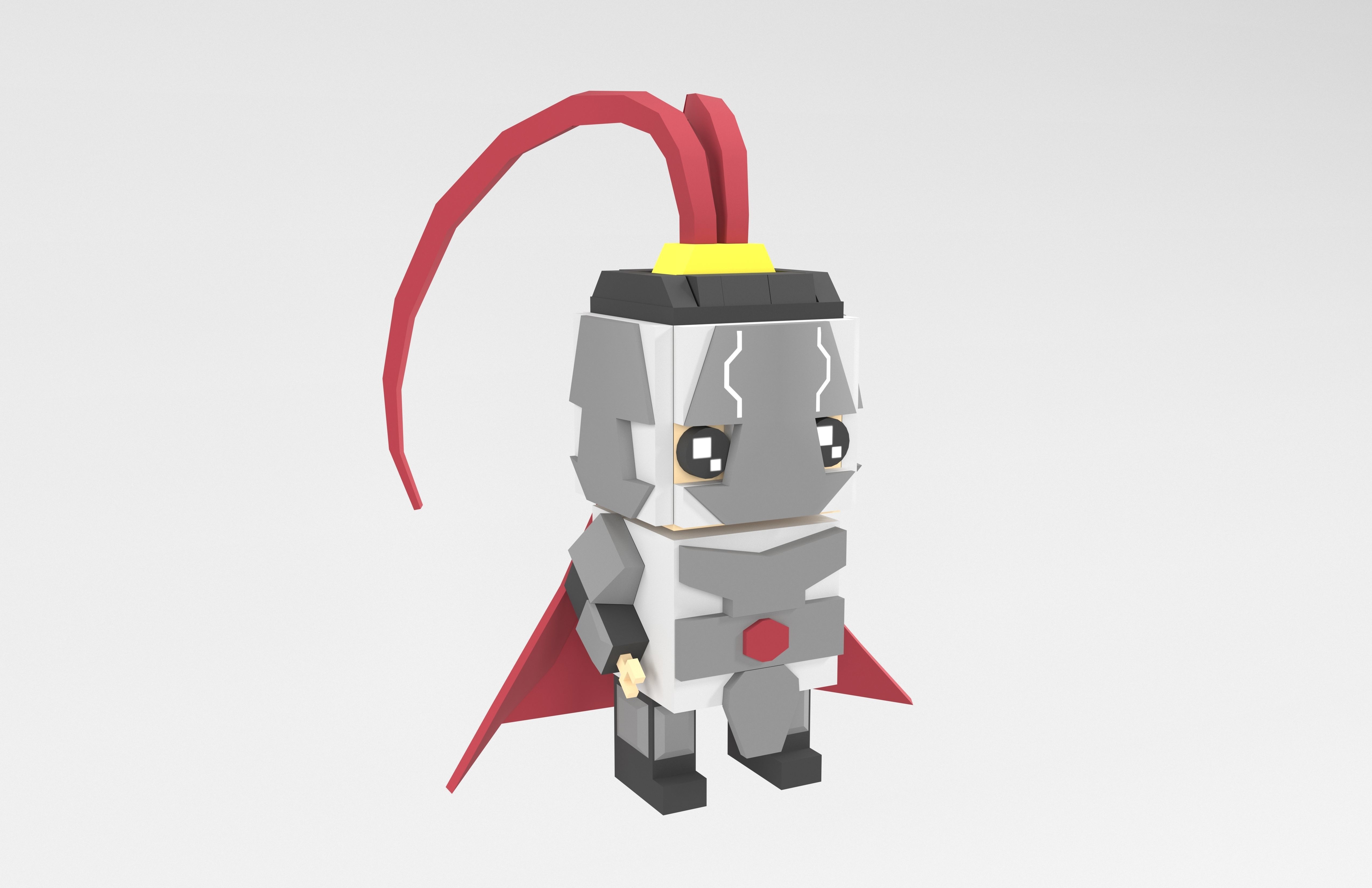 Brick HeadZ 0015 Lu Bu Low-poly 3D model_3