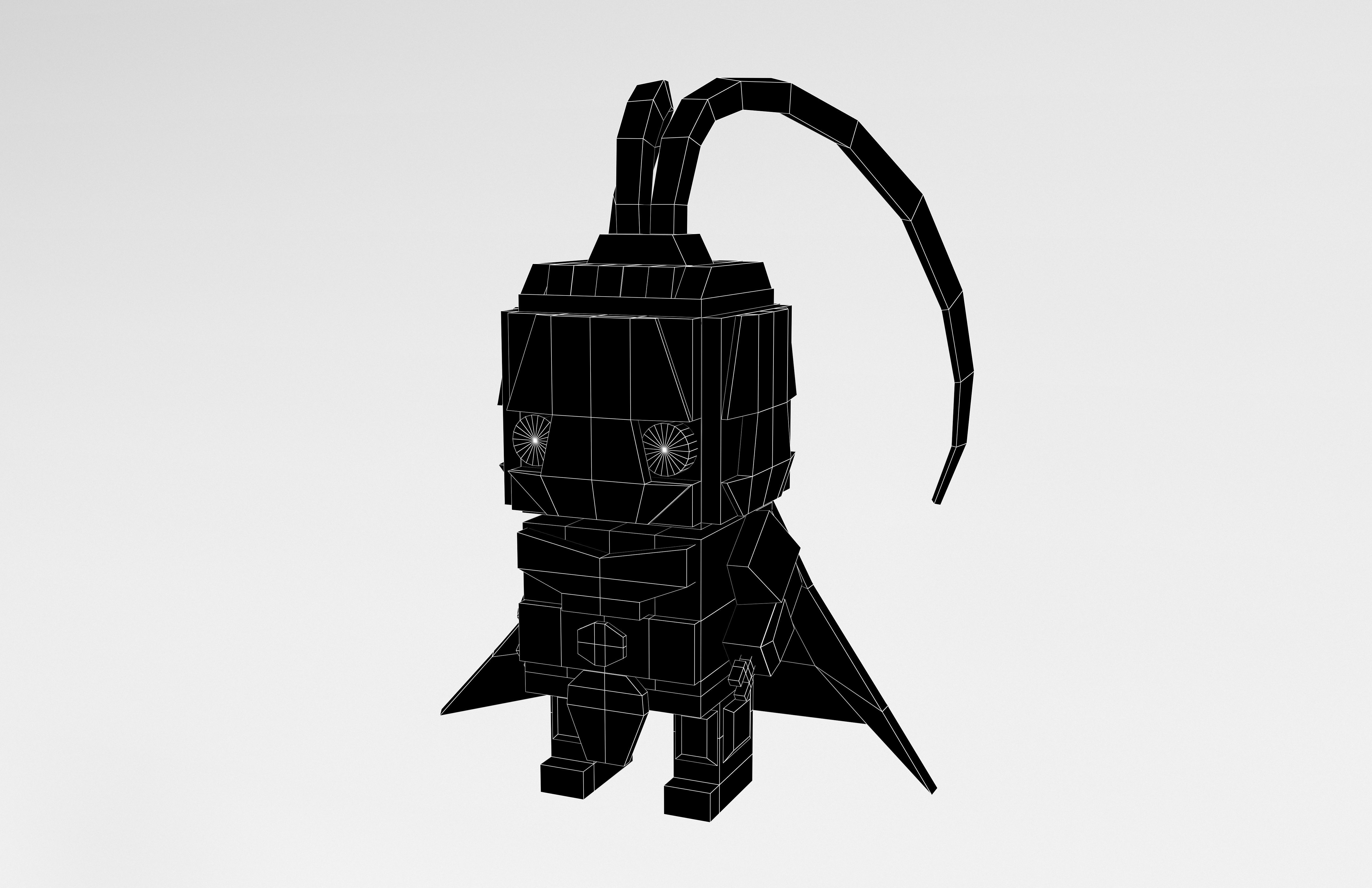 Brick HeadZ 0015 Lu Bu Low-poly 3D model_6
