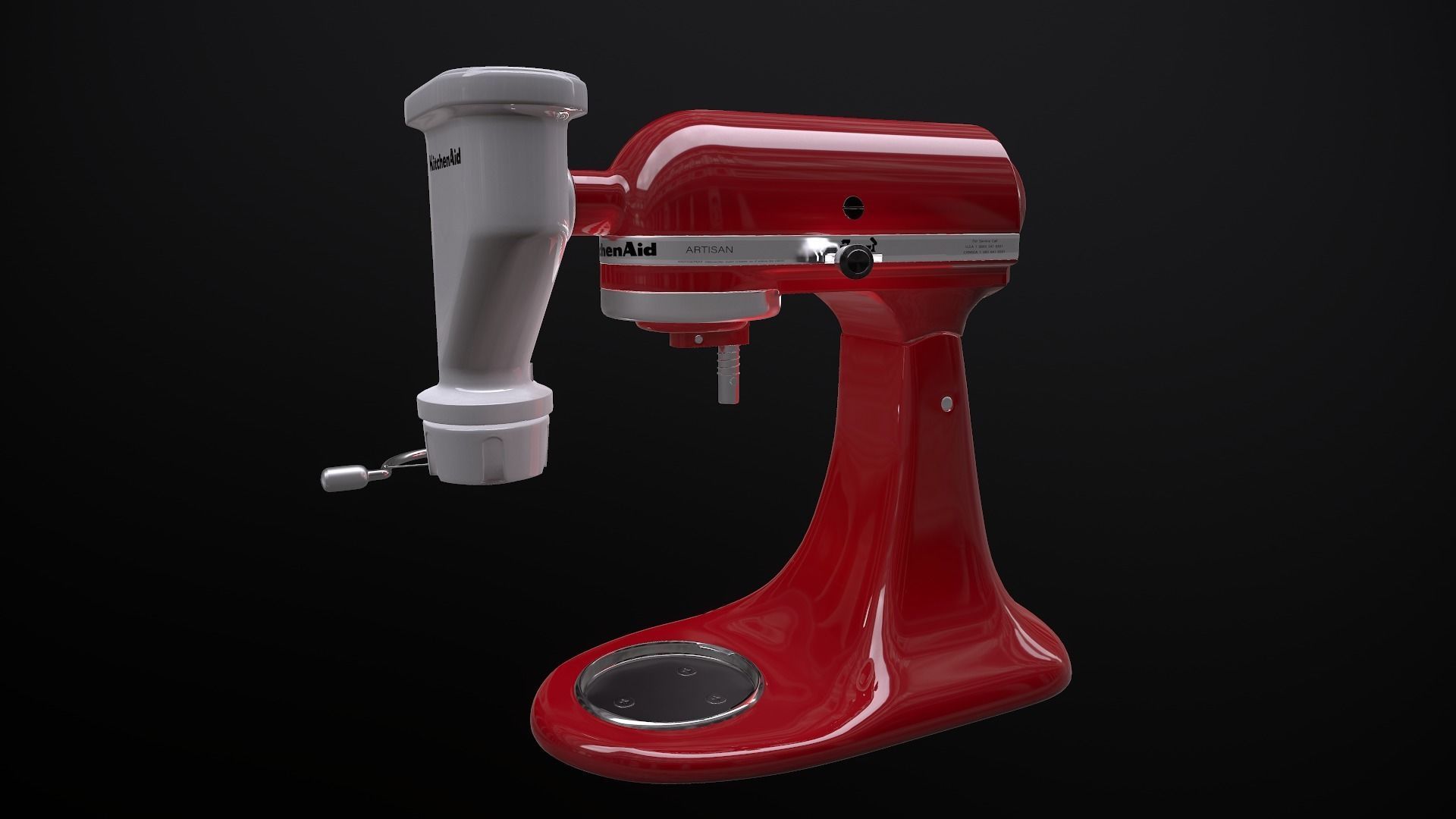 Pasta Press Stand Mixer Attachment Low-poly 3D model_2