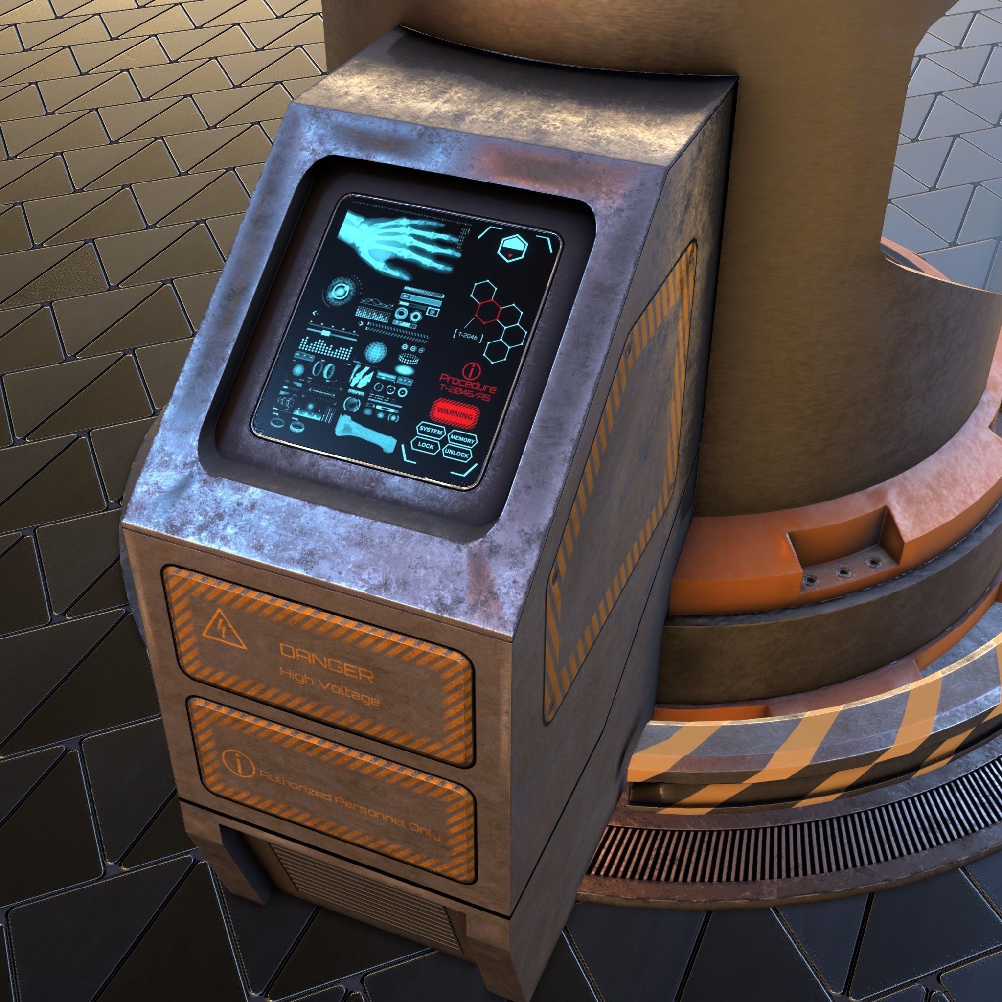 sci fi clone capsule Low-poly 3D model_7