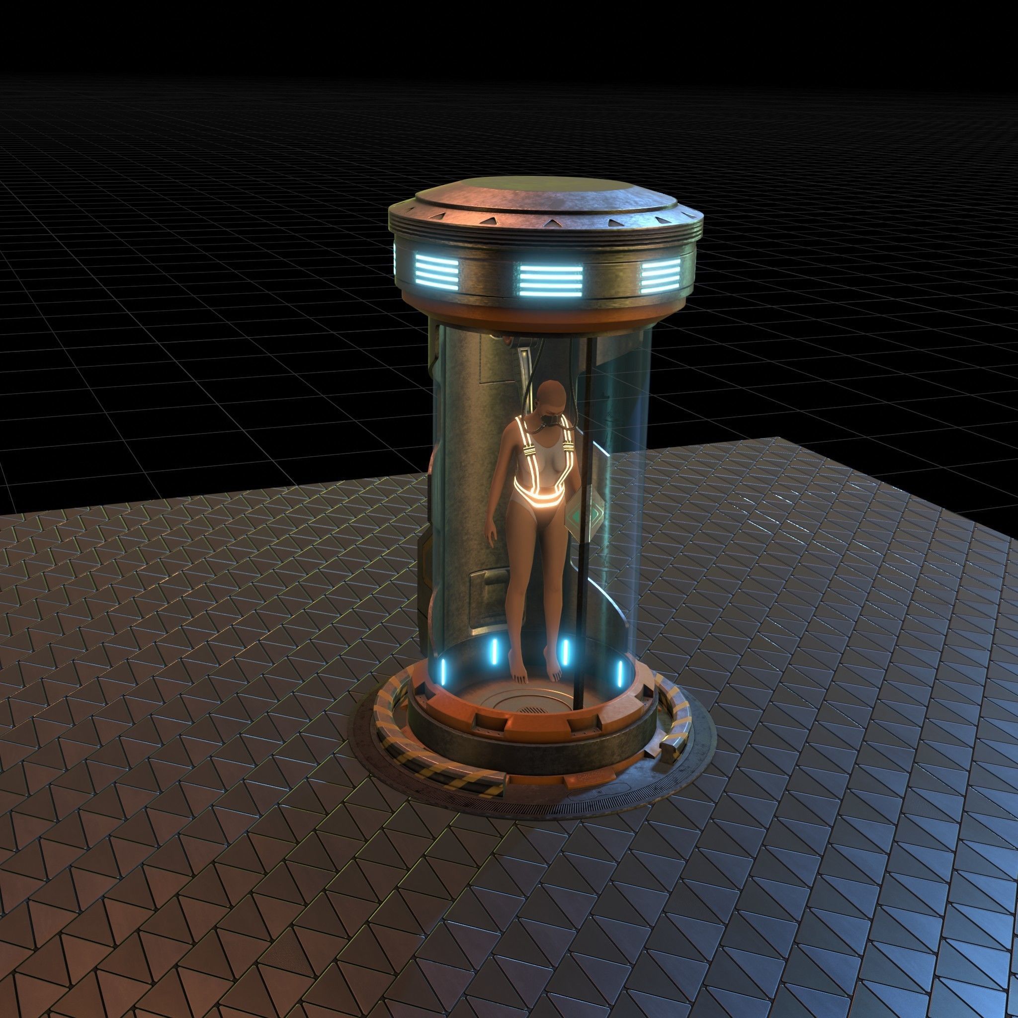 sci fi clone capsule Low-poly 3D model_9