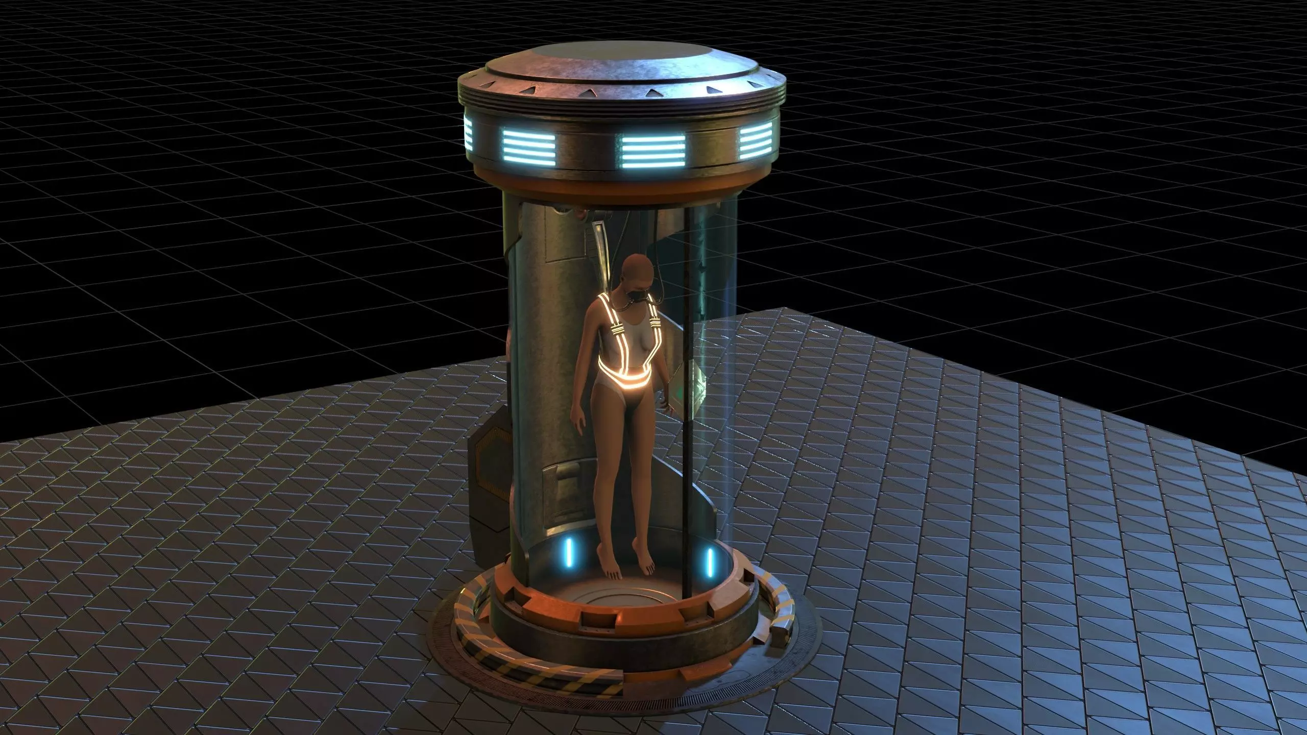 sci fi clone capsule Low-poly 3D model_0