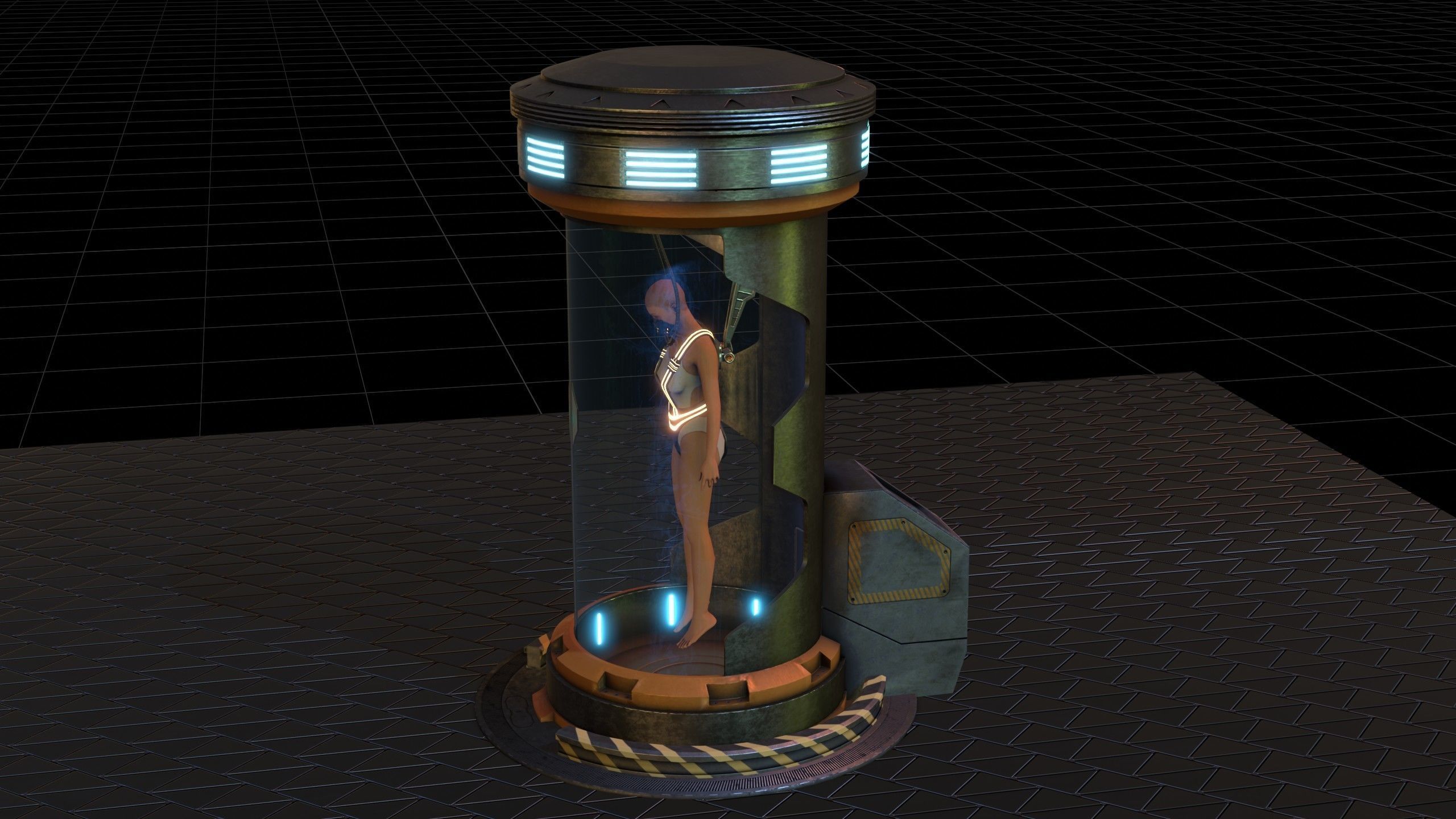 sci fi clone capsule Low-poly 3D model_2