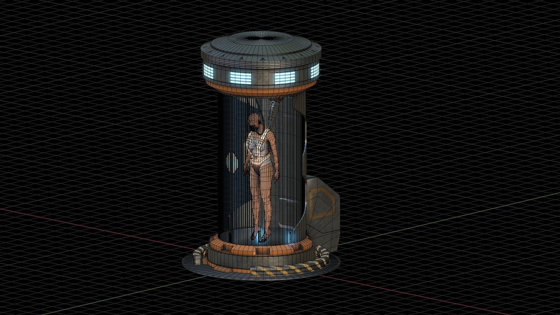 sci fi clone capsule Low-poly 3D model_10