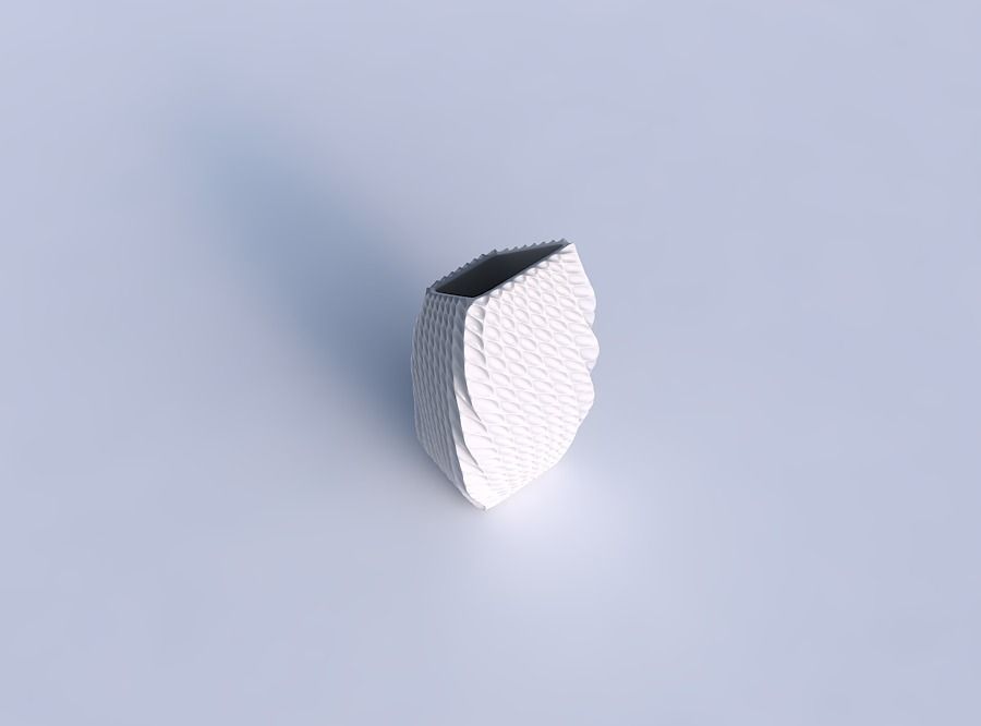 Vase bent rectangle with bent extruded pattern 3D print model_1