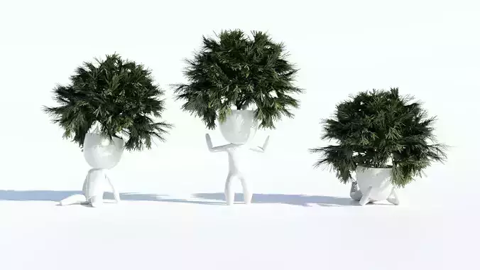 Plant vase head character 3D model