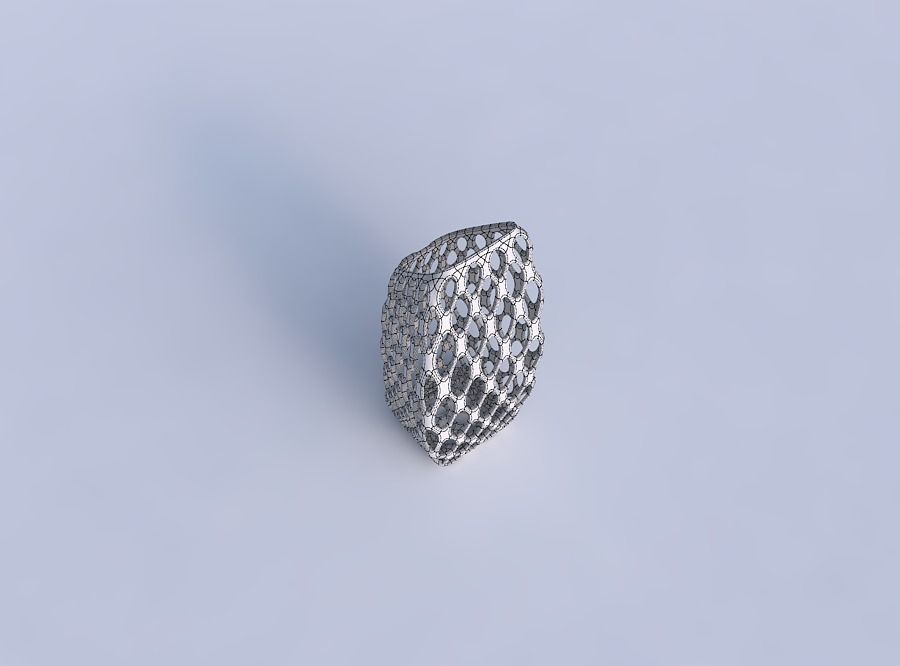 Vase bent rectangle with bubble grid lattice 3D print model_6