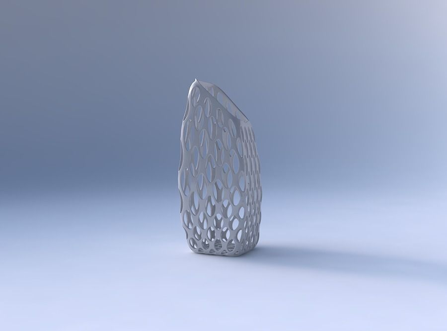 Vase bent rectangle with bubble grid lattice 3D print model_4
