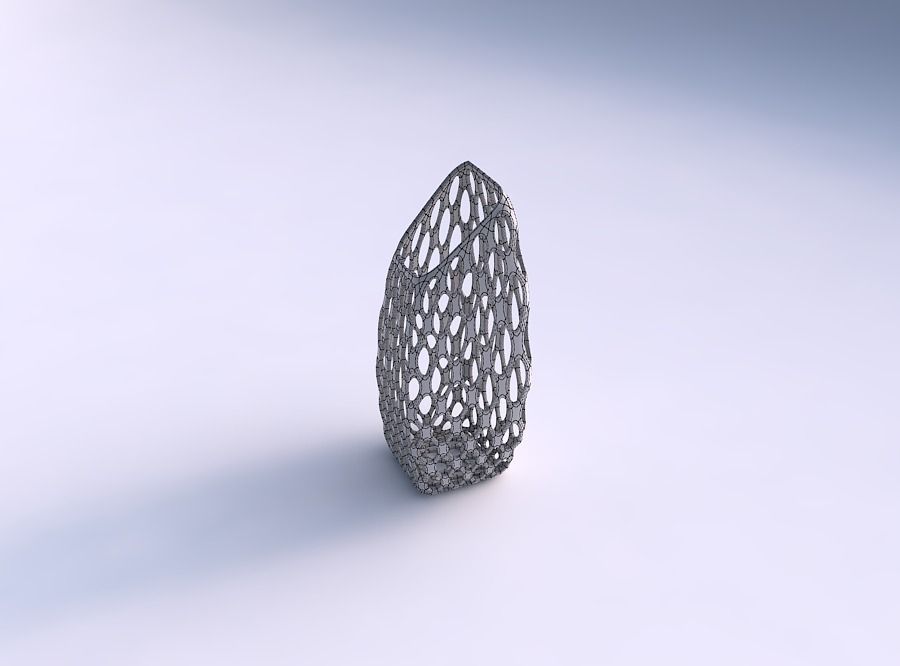Vase bent rectangle with bubble grid lattice 3D print model_5