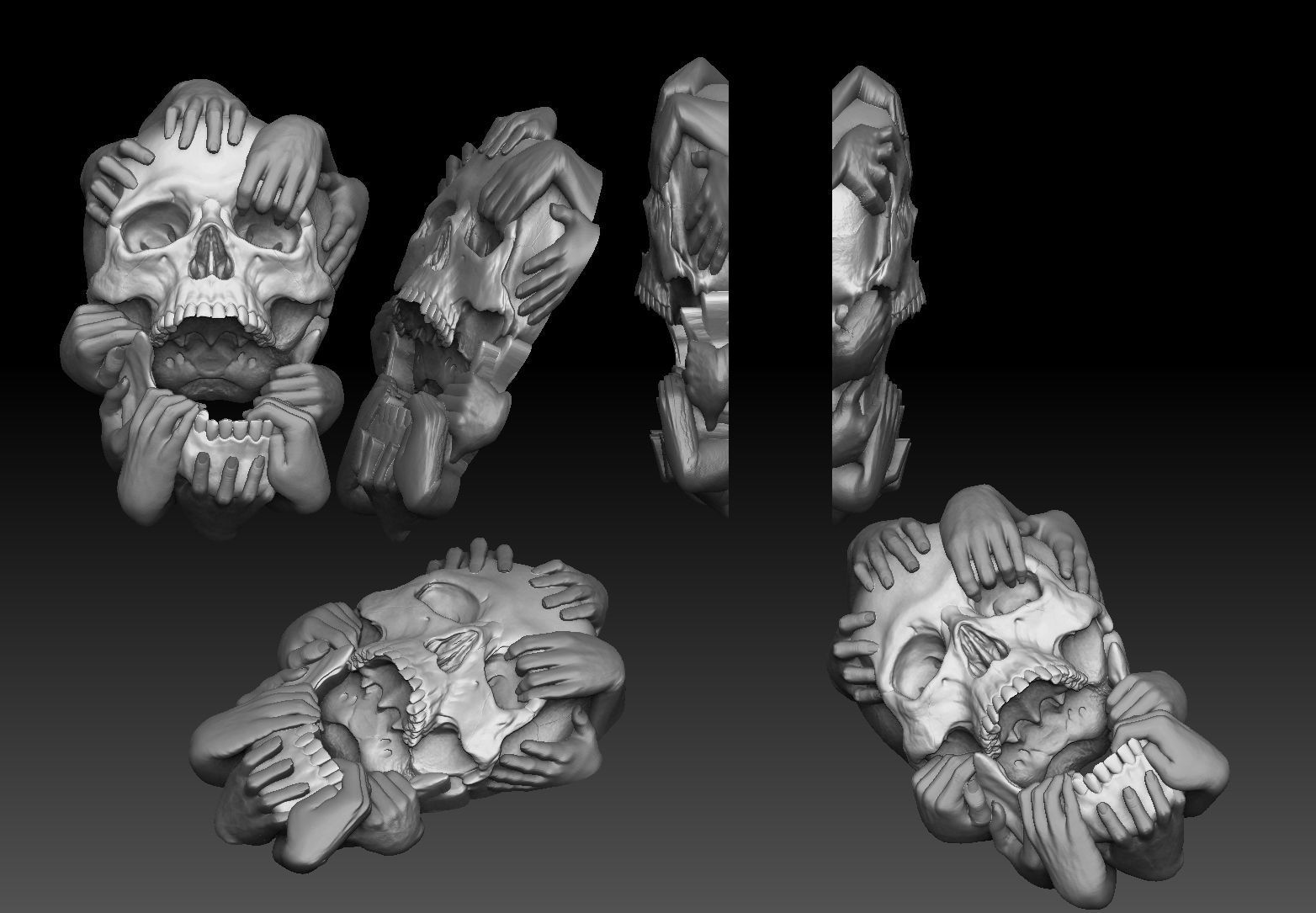 Skull and Hands 3d model cnc 3D print model_1
