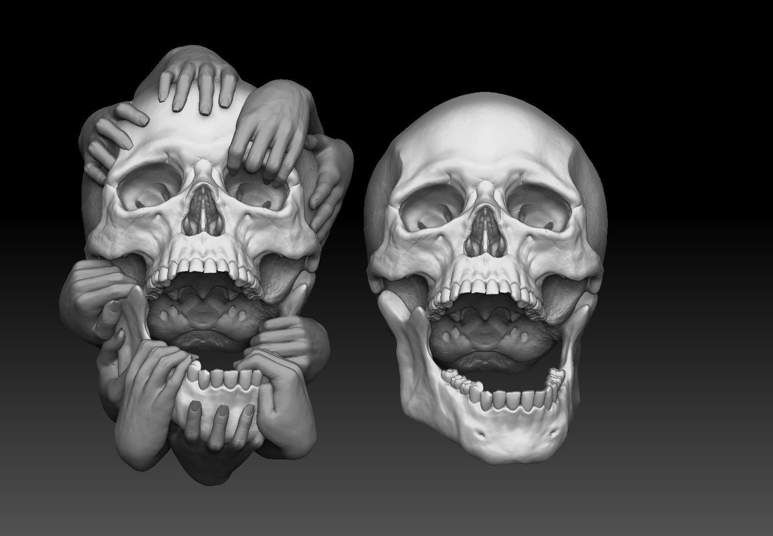Skull and Hands 3d model cnc 3D print model_2