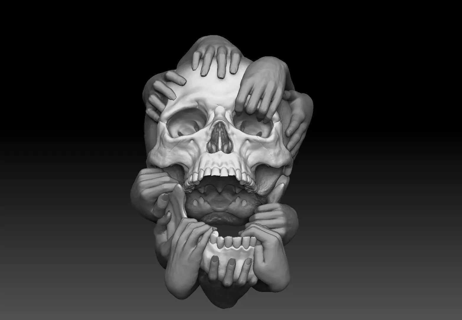 Skull and Hands 3d model cnc 3D print model_0