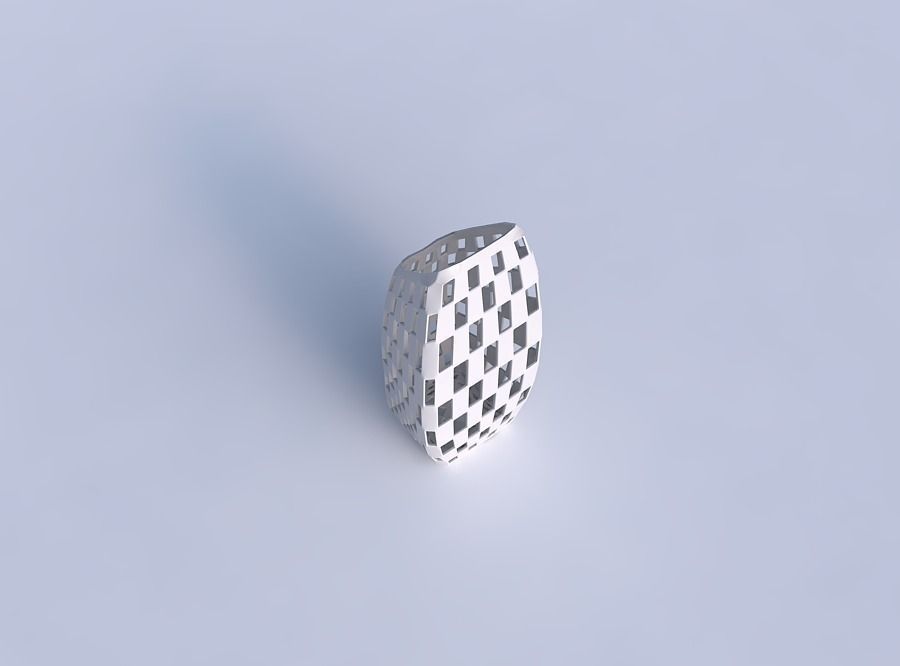 Vase bent rectangle with checker grid lattice 3D print model_1