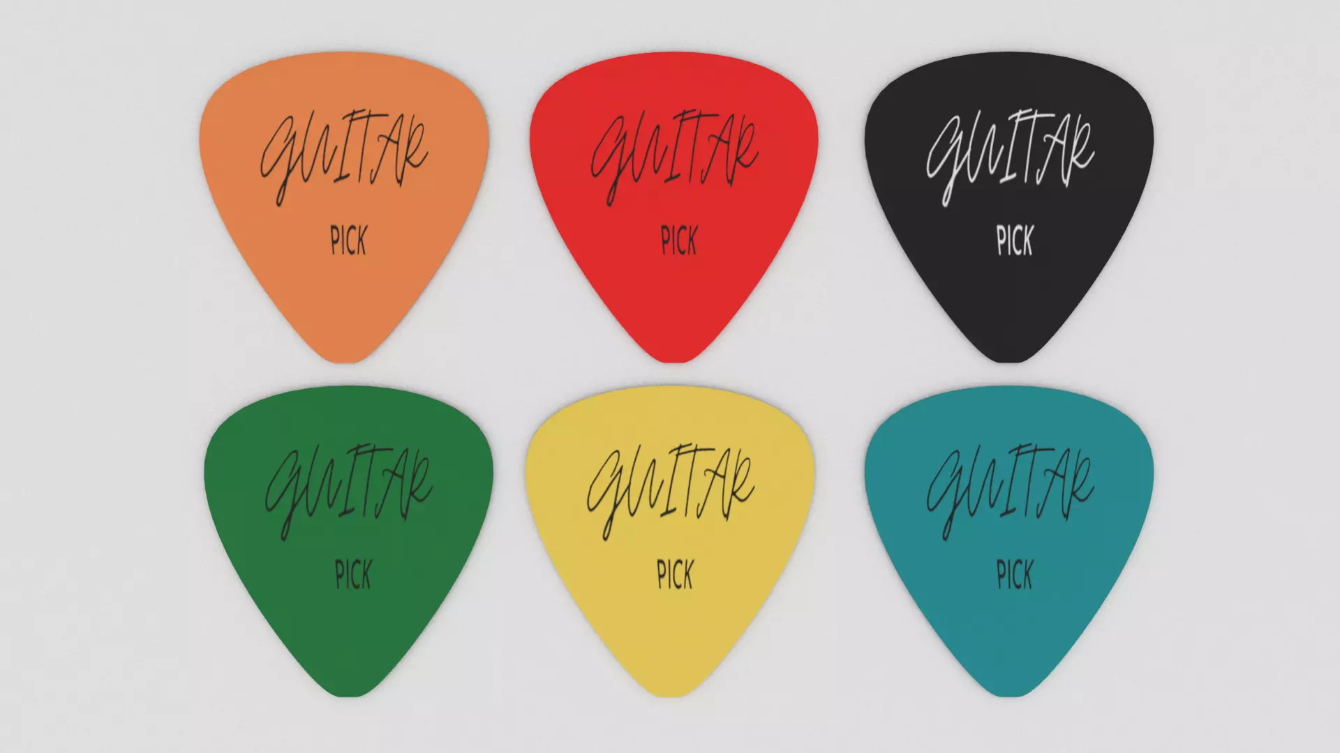 Plectrum guitar pack Low-poly 3D model
