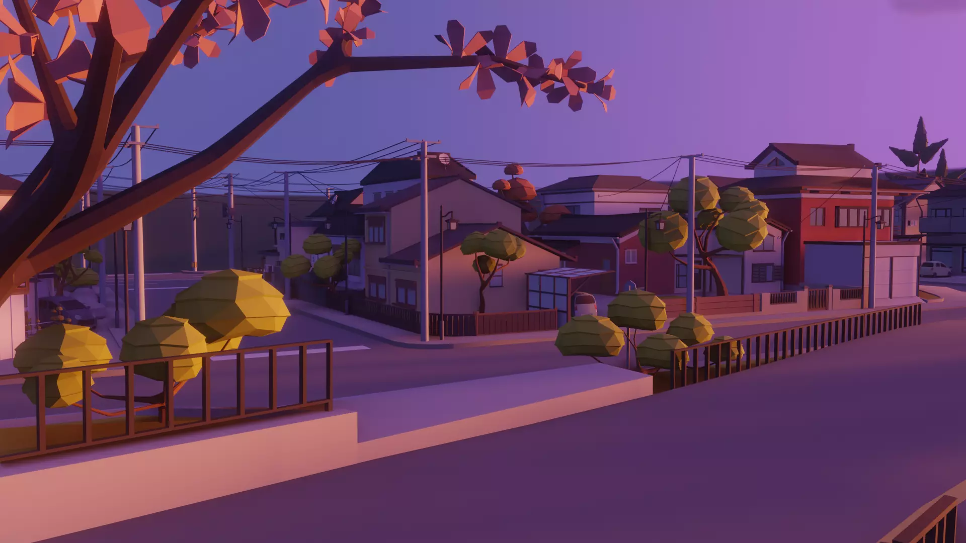 Low poly japanese town Low-poly 3D model