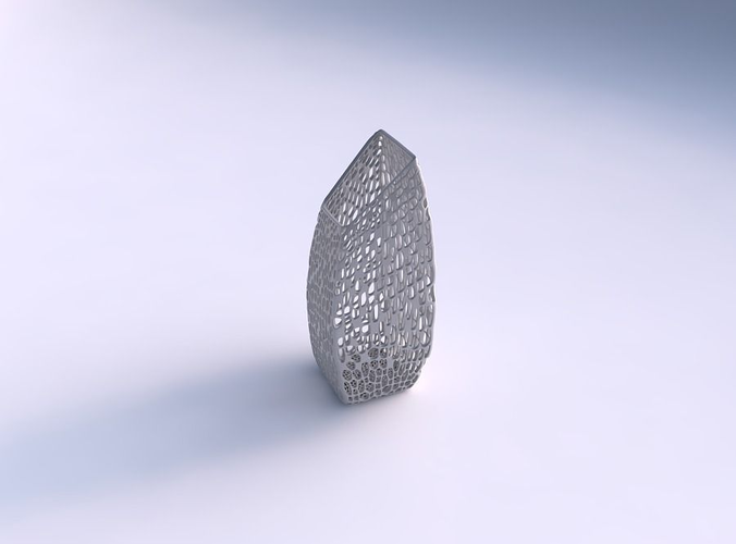 Vase bent rectangle with dense twisted organic lattice