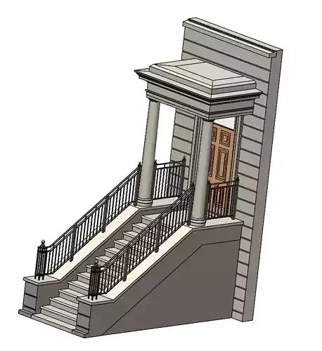 House Entrance with Balustrade