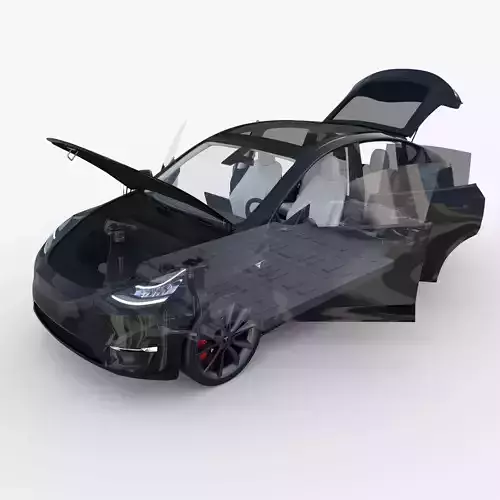 Tesla Model Y AWD Black with interior and chassis