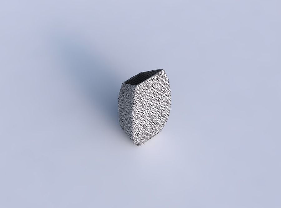 Vase bent rectangle with diagonal grid bulges 3D print model_6