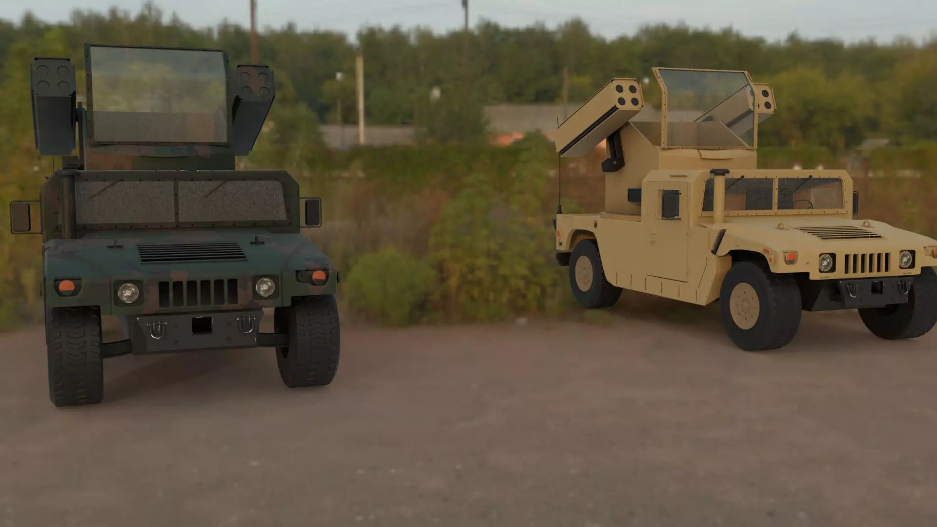 humvee military vehicle with two missiles Free 3D model