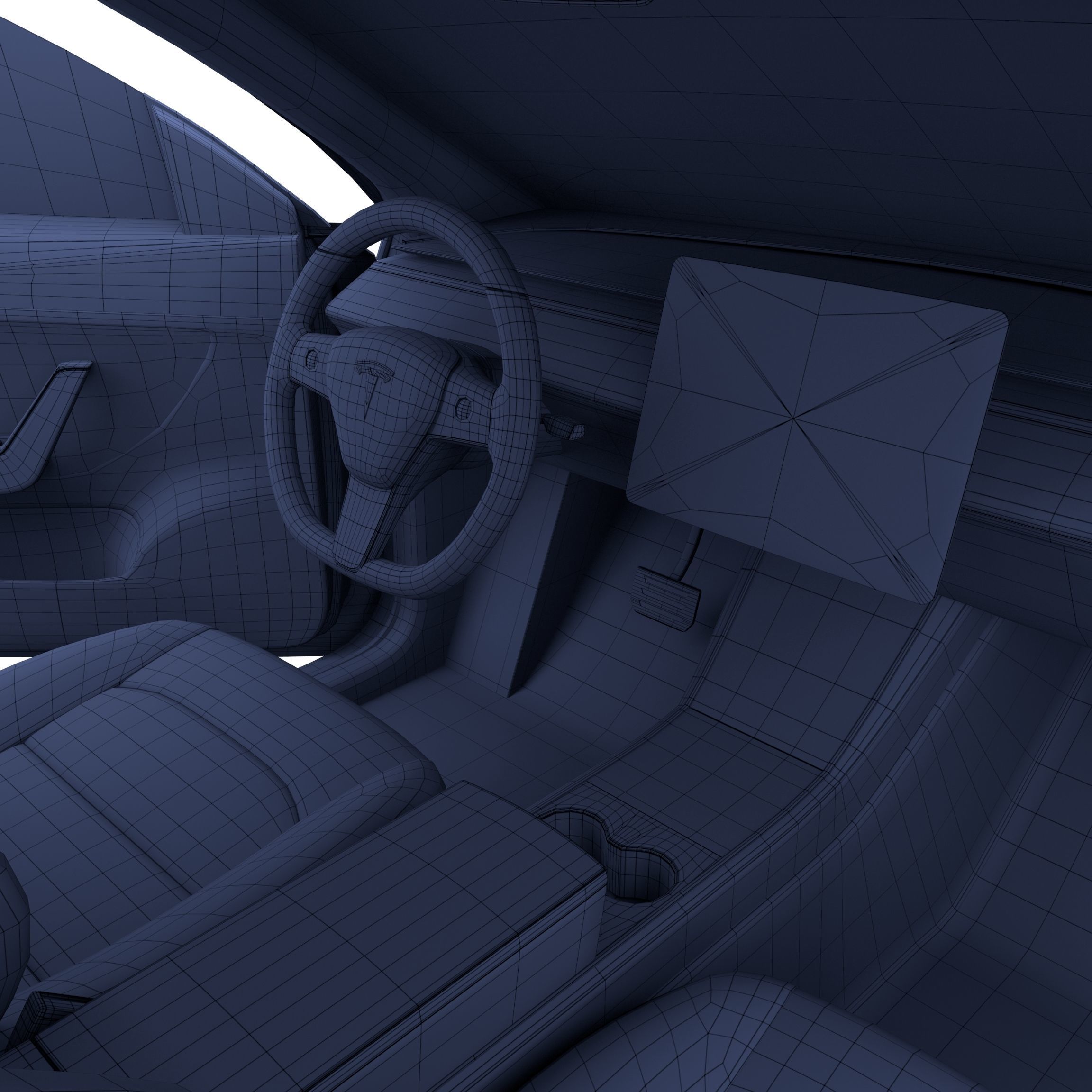 Tesla Model Y Black with interior 3D model_44