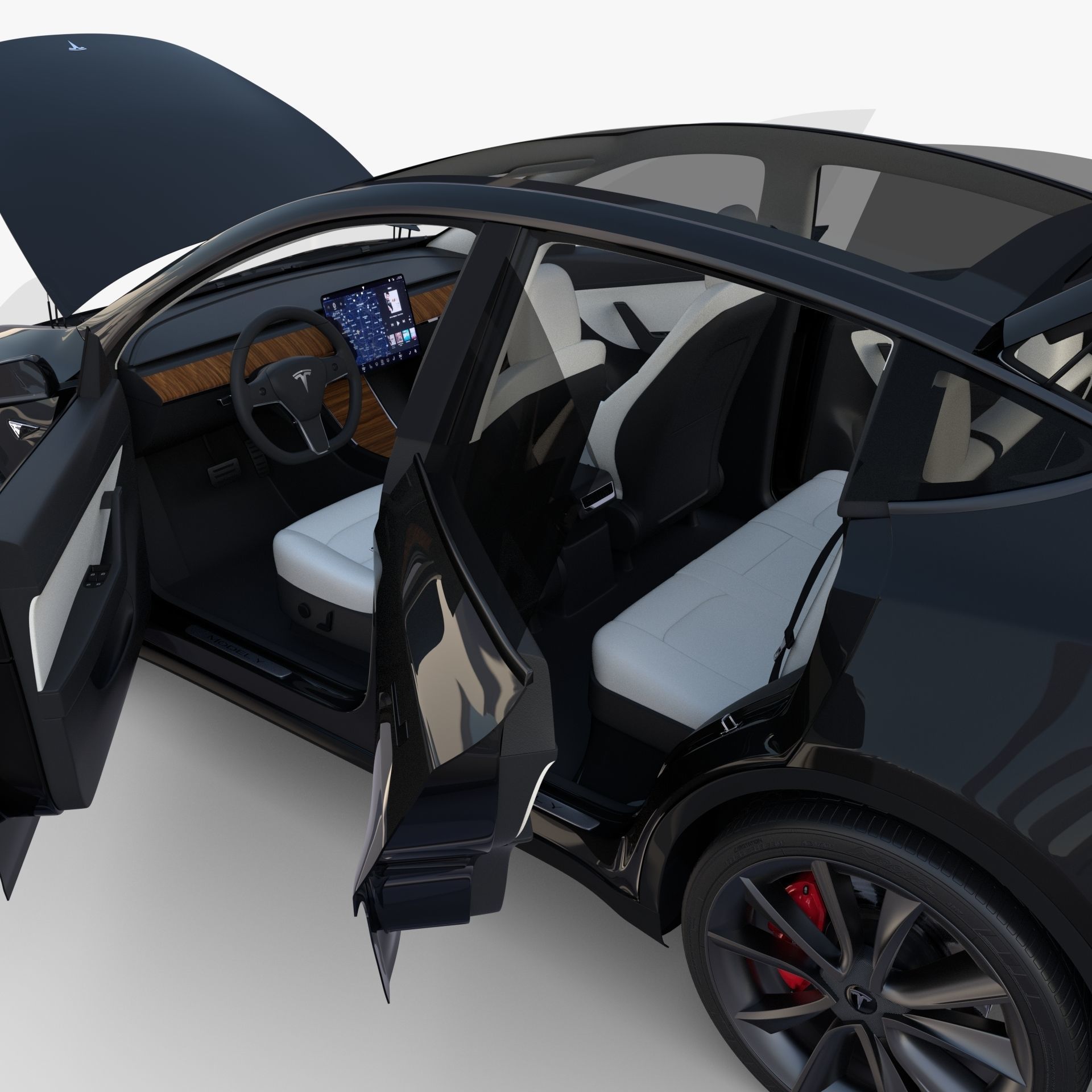 Tesla Model Y Black with interior 3D model_36