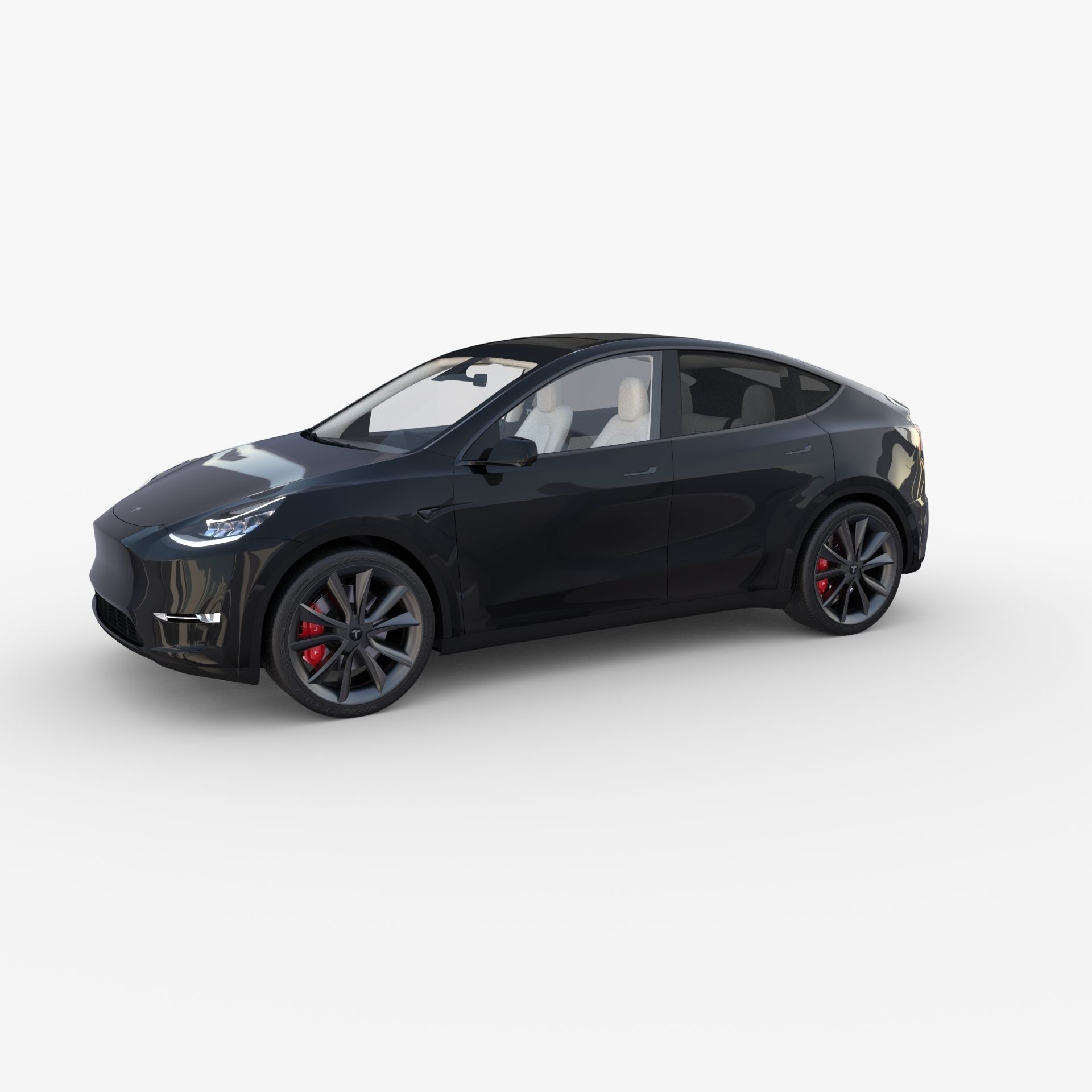 Tesla Model Y Black with interior 3D model_4