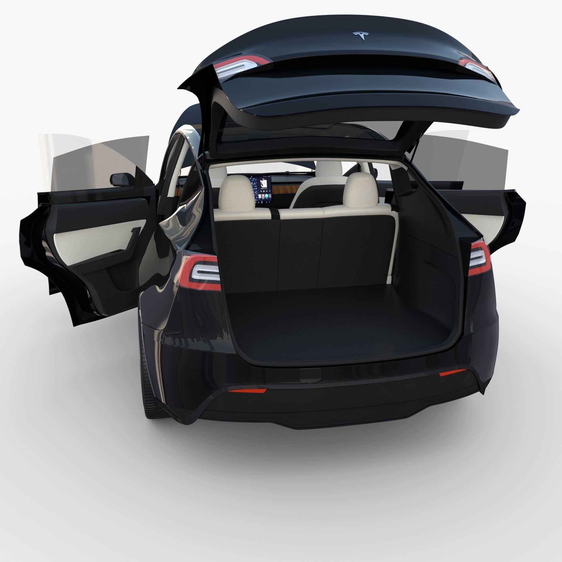 Tesla Model Y Black with interior 3D model_35
