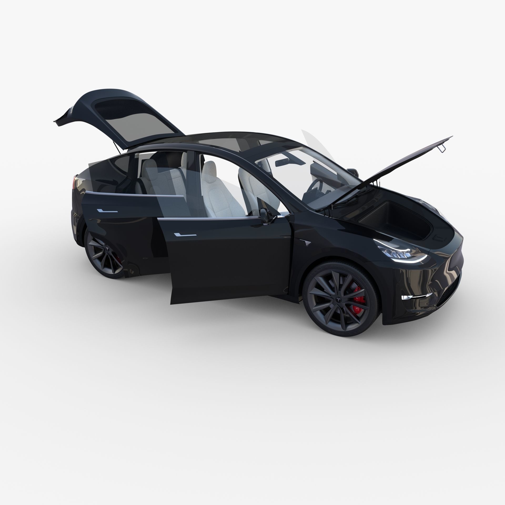 Tesla Model Y Black with interior 3D model_34