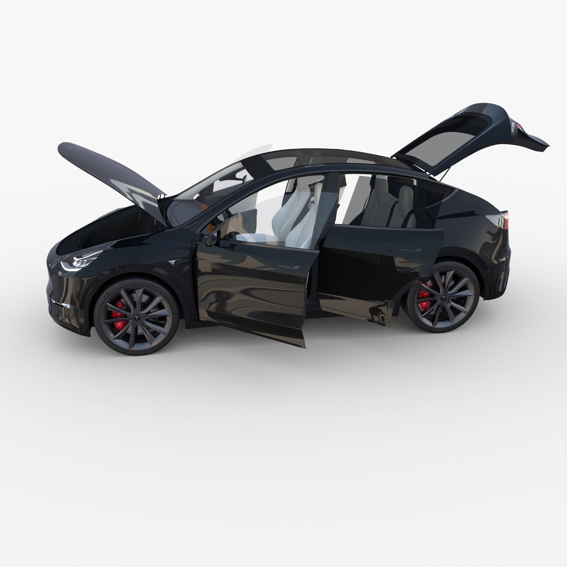 Tesla Model Y Black with interior 3D model_31