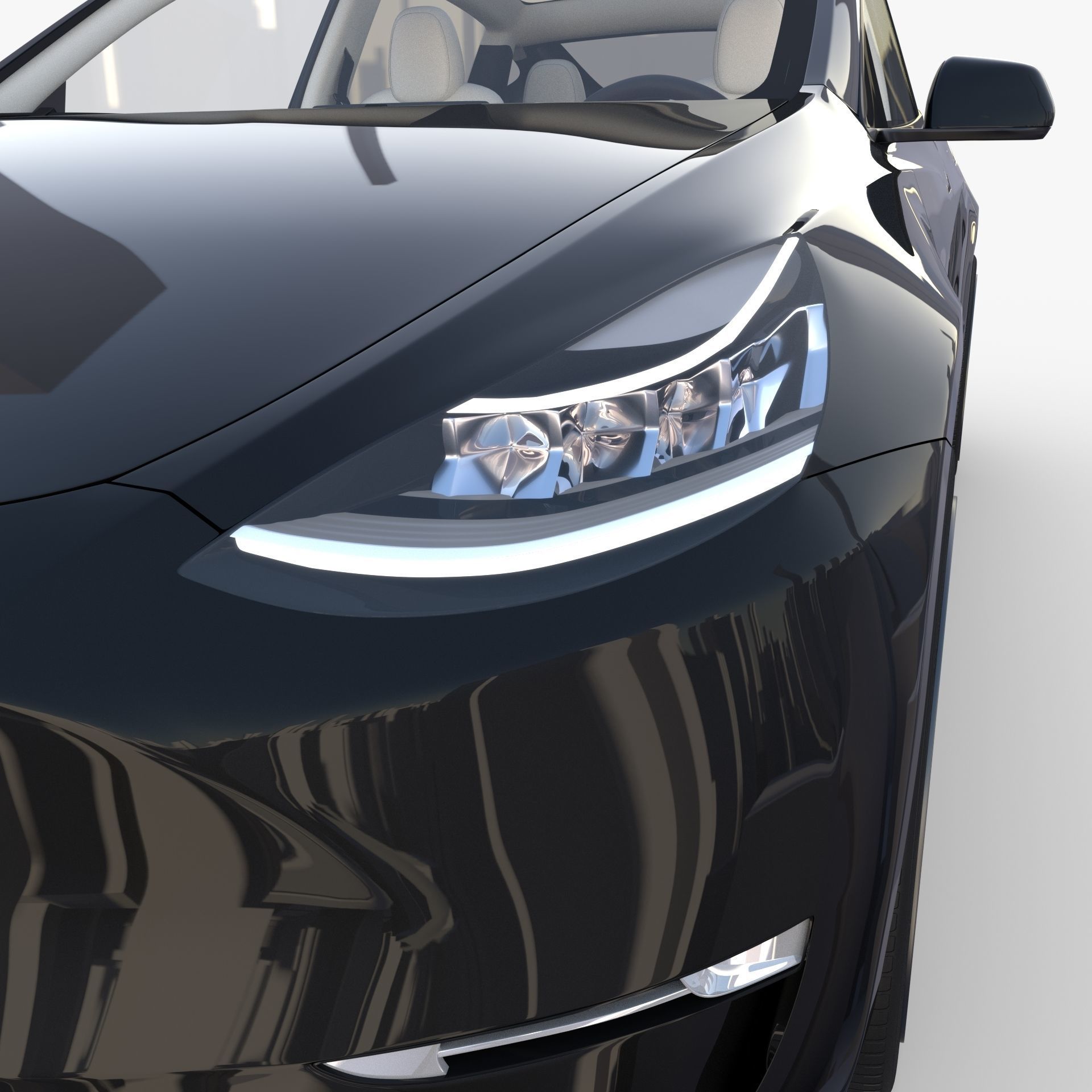 Tesla Model Y Black with interior 3D model_20