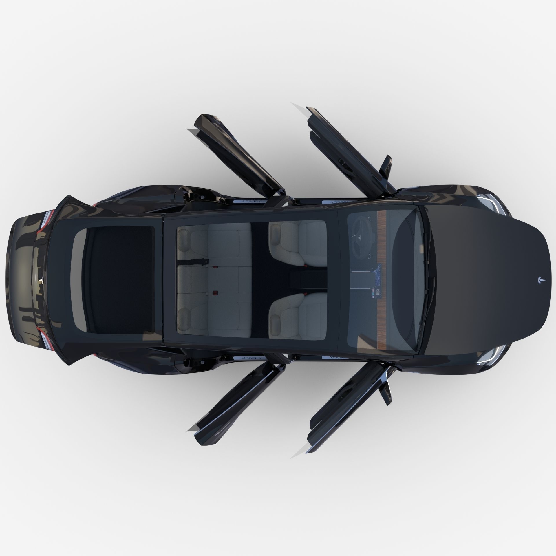 Tesla Model Y Black with interior 3D model_2