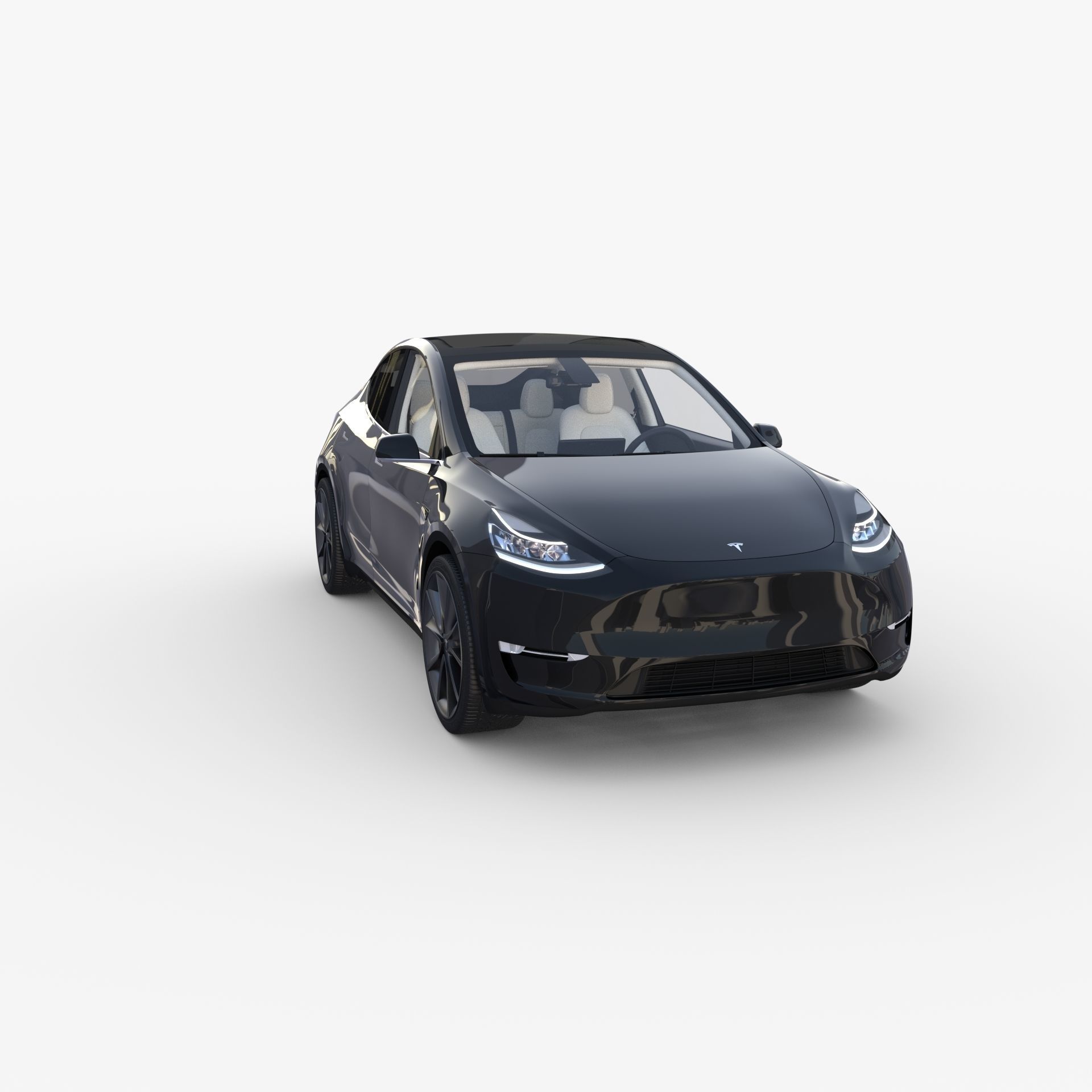 Tesla Model Y Black with interior 3D model_9
