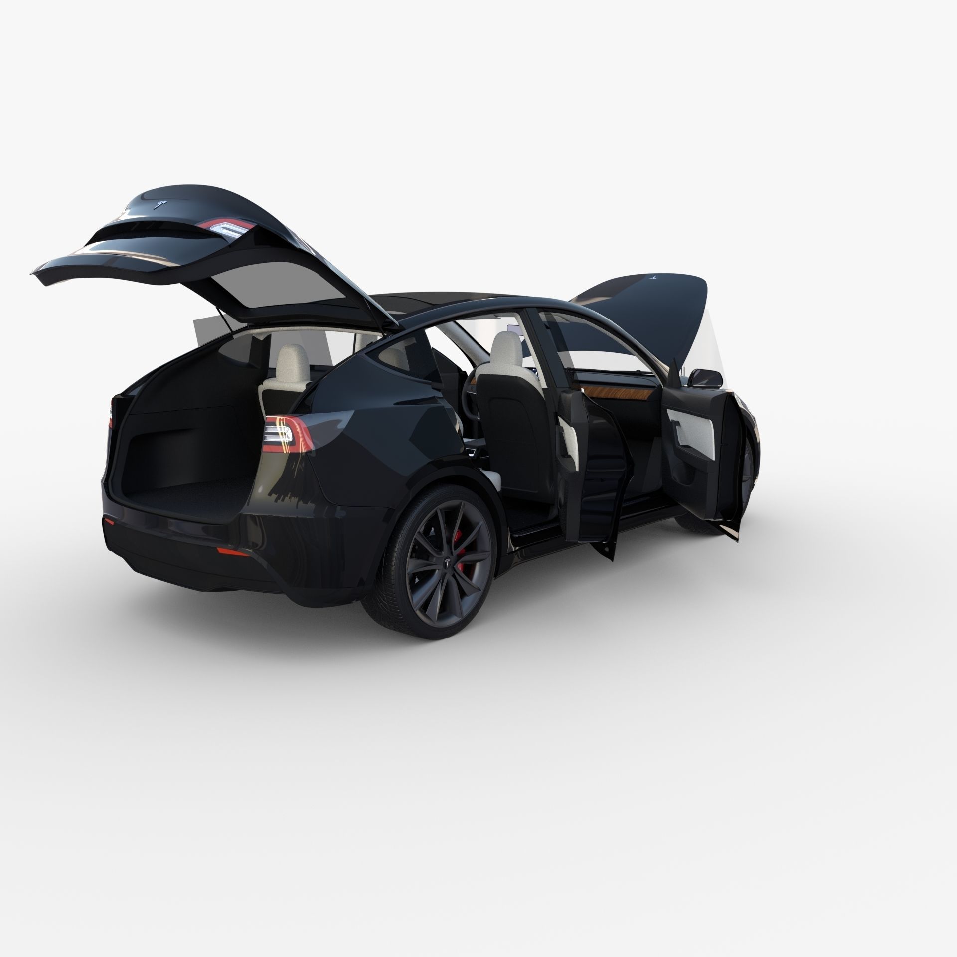 Tesla Model Y Black with interior 3D model_28