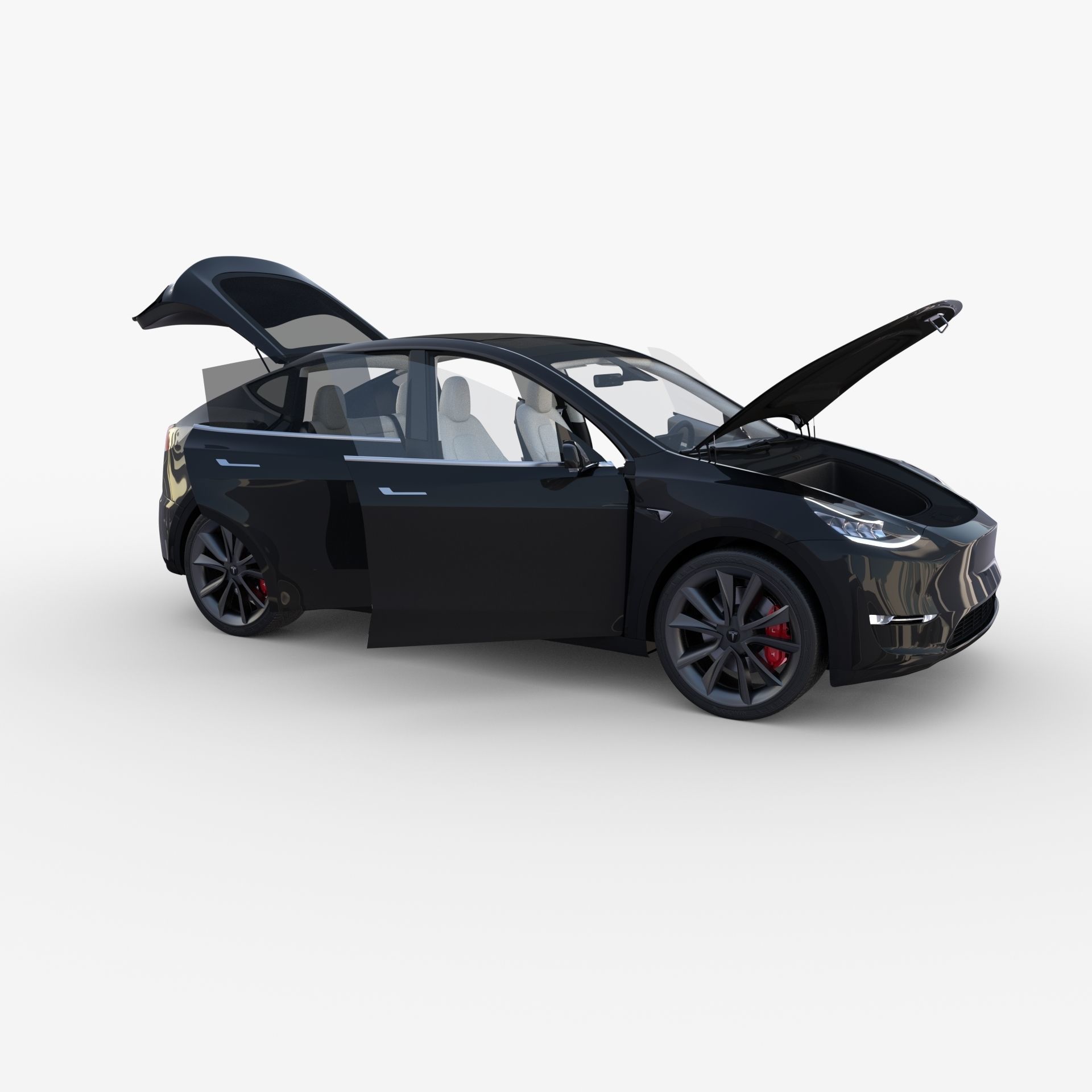 Tesla Model Y Black with interior 3D model_29