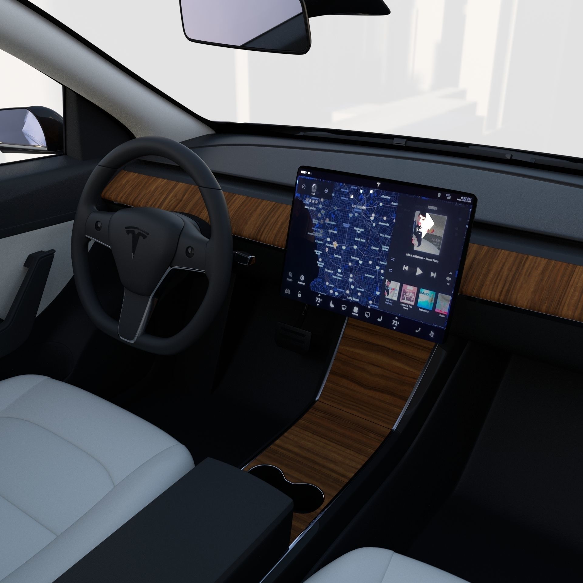 Tesla Model Y Black with interior 3D model_1
