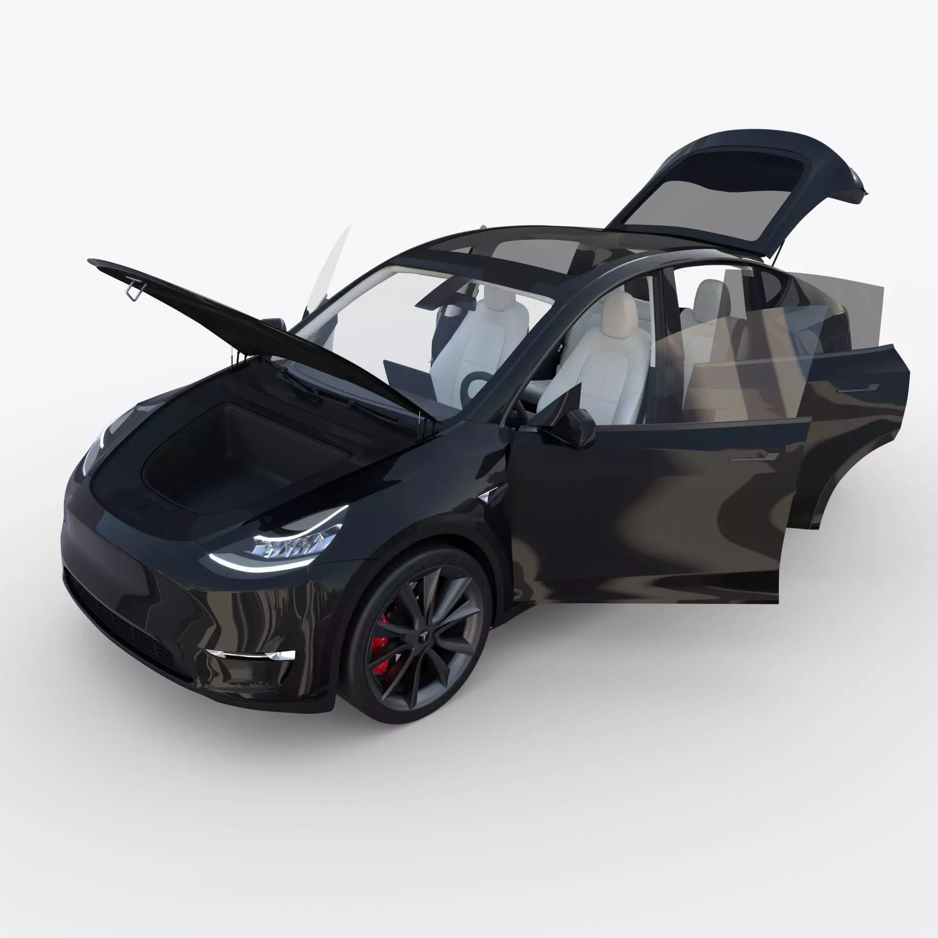 Tesla Model Y Black with interior 3D model_0